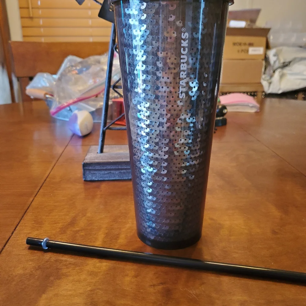 Starbucks Black Sequined 24oz Cold Cup Tumbler